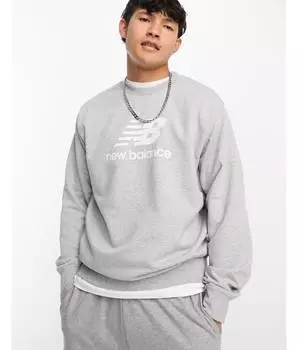 Серая флисовая футболка с круглым вырезом с логотипом New Balance Essentials