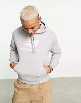 Серая флисовая худи с логотипом New Balance Essentials
