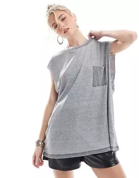 Серая футболка без рукавов ASOS DESIGN