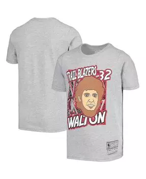 Серая футболка Big Boys Bill Walton Portland Trail Blazers Hardwood Classics King of the Court Player Mitchell & Ness