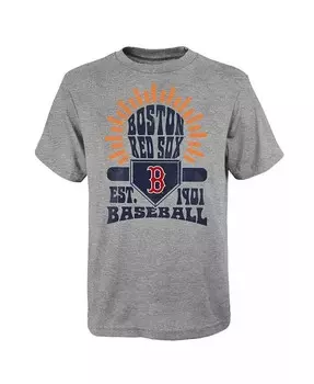 Серая футболка Big Boys Boston Red Sox Sun Burst с эффектом потертости Outerstuff, серый