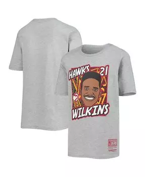 Серая футболка Big Boys Dominique Wilkins с принтом Atlanta Hawks Hardwood Classics King of the Court Player Mitchell & Ness