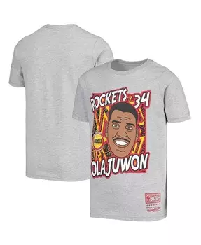 Серая футболка Big Boys Hakeem Olajuwon Houston Rockets Hardwood Classics King of the Court Player Mitchell & Ness