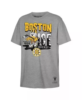 Серая футболка Boston Bruins для мальчиков и девочек с мороженым Mitchell & Ness, серый