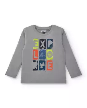 Серая футболка для мальчика с принтом "Explore" Tuc tuc
