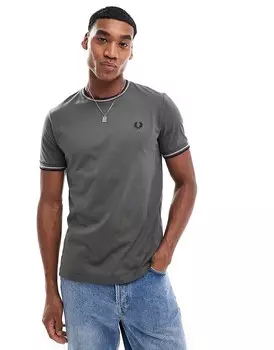 Серая футболка Fred Perry с двумя полосками