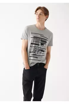 Серая футболка Istanbul с принтом Slim Fit/Slim Fit Mavi, серый