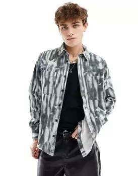 Серая футболка из твила с дымчатым принтом ASOS