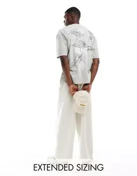 Серая футболка оверсайз с ренессансным принтом на спине ASOS DESIGN