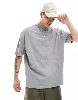 Серая футболка оверсайз с высоким воротником ASOS DESIGN Essential