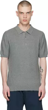 Серая футболка-поло Fine Texture Sunspel