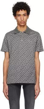 Серая футболка-поло Greca Versace