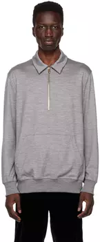 Серая футболка-поло с полосатым швом Paul Smith