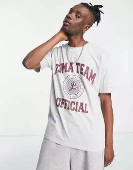 Серая футболка Puma Team с университетским принтом
