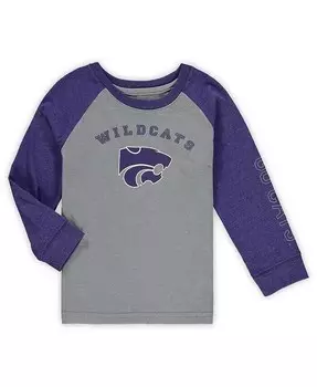 Серая футболка реглан с длинными рукавами для мальчиков и девочек Kansas State Wildcats Colosseum, серый