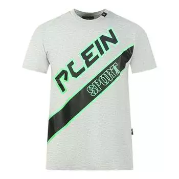 Серая футболка с большим логотипом Plein Sport, серый
