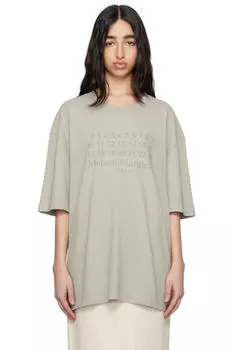 Серая футболка с цифровым логотипом Maison Margiela