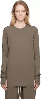 Серая футболка с длинным рукавом с закругленными краями Rick Owens DRKSHDW