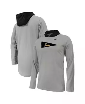 Серая футболка с длинными рукавами Big Boys Iowa Hawkeyes Sideline Performance Nike, серый