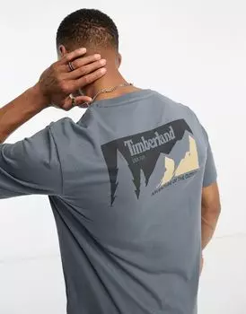 Серая футболка с горным принтом на спине Timberland