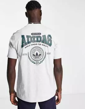 Серая футболка с крупным принтом на спине adidas Originals 'Preppy Varsity'