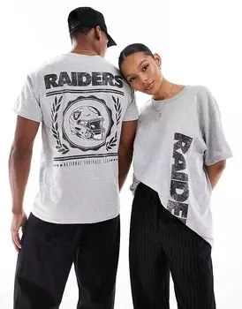 Серая футболка с лицензионным принтом NFL Raiders ASOS DESIGN