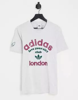 Серая футболка с логотипом adidas Originals London