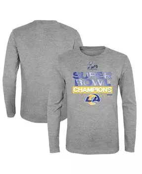 Серая футболка с логотипом Big Boys Los Angeles Rams Super Bowl LVI Champions Locker Room Trophy Collection с длинными рукавами Fanatics