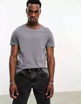 Серая футболка с овальным вырезом ASOS DESIGN