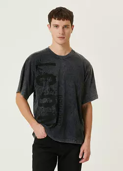 Серая футболка с потертыми деталями и логотипом icon Dsquared2