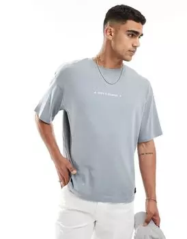 Серая футболка с принтом Pull&Bear Elegant