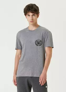 Серая футболка с вышитым логотипом Dolce&Gabbana