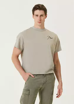 Серая футболка с вышитым логотипом Rhude