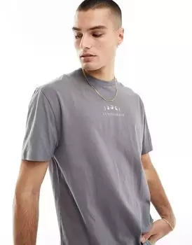 Серая футболка свободного кроя с небесным принтом на груди ASOS