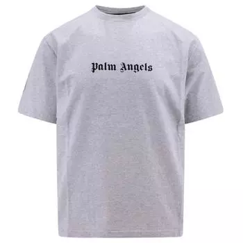 Серая футболка узкого кроя с однотонным логотипом в готическом стиле Palm Angels, серый