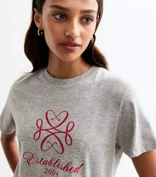 Серая хлопковая футболка 2004 года New Look, серый