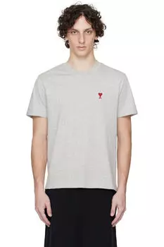 Серая хлопковая футболка Ami de Coeur AMI Paris