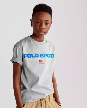 Серая хлопковая футболка для мальчика Polo Ralph Lauren, серый