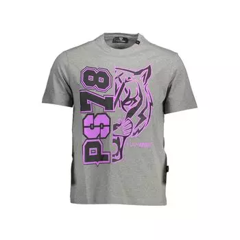 Серая хлопковая футболка Plein Sport, серый