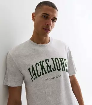 Серая хлопковая футболка с логотипом Jack & Jones Jack & Jones, серый