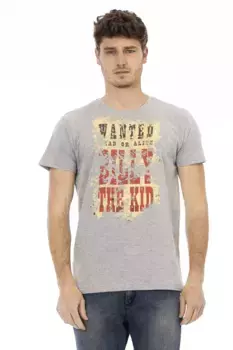 Серая хлопковая мужская футболка Trussardi