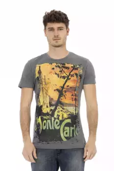 Серая хлопковая мужская футболка Trussardi