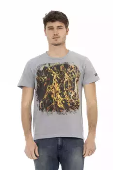 Серая хлопковая мужская футболка Trussardi