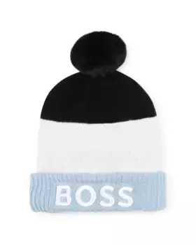 Серая хлопковая шапка для мальчика BOSS Kidswear