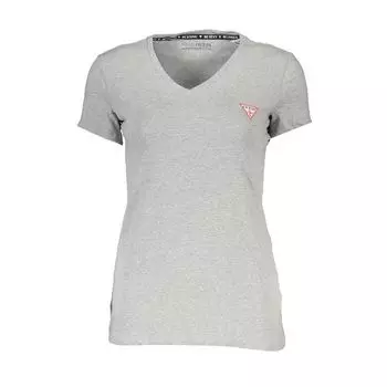 Серая хлопковая женская футболка Guess Shoes