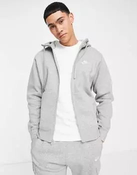 Серая худи на молнии Nike Club