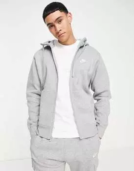 Серая худи на молнии Nike Club