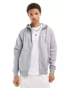 Серая худи на молнии Nike Club