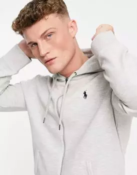Серая худи на молнии с логотипом Polo Ralph Lauren