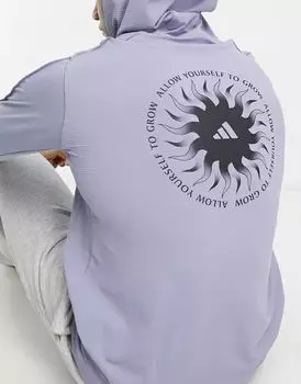 Серая худи с принтом на спине adidas Yoga studio adidas performance
